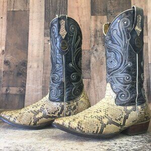 Joe Boots Snakeskin Vintage Cowboy Boots Mens 7 EE